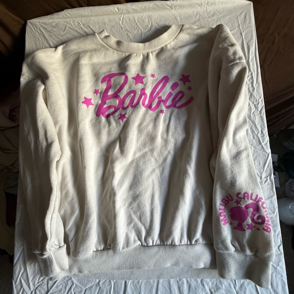Barbie Cream Sweater with Pink Accents